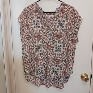 Xirena Kennedy Desert Guaze Womans Top Sz M Boho Fall Cozy Ivory Blue Rust Brown